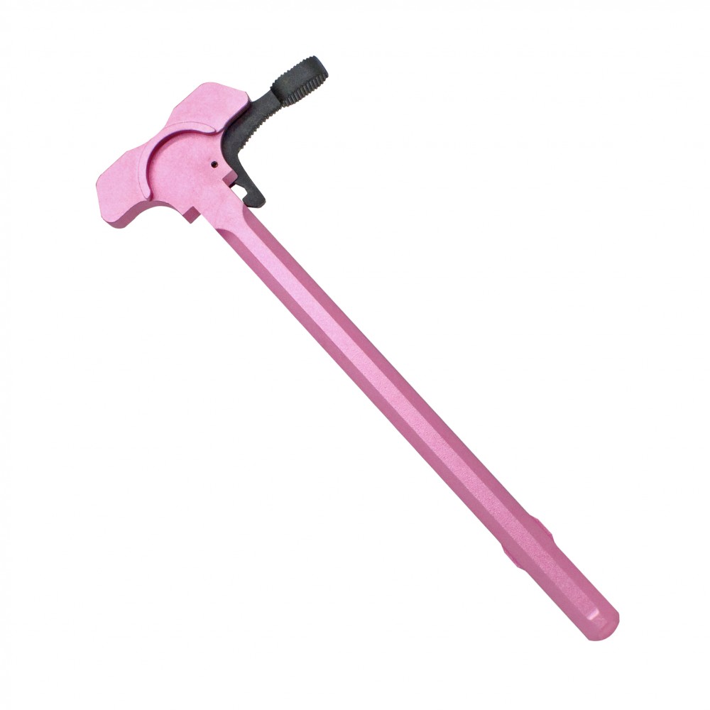 AR-15 Battle Hammer Charging Handle Assembly w/ Oversized Latch -Pink Body and Black Latch